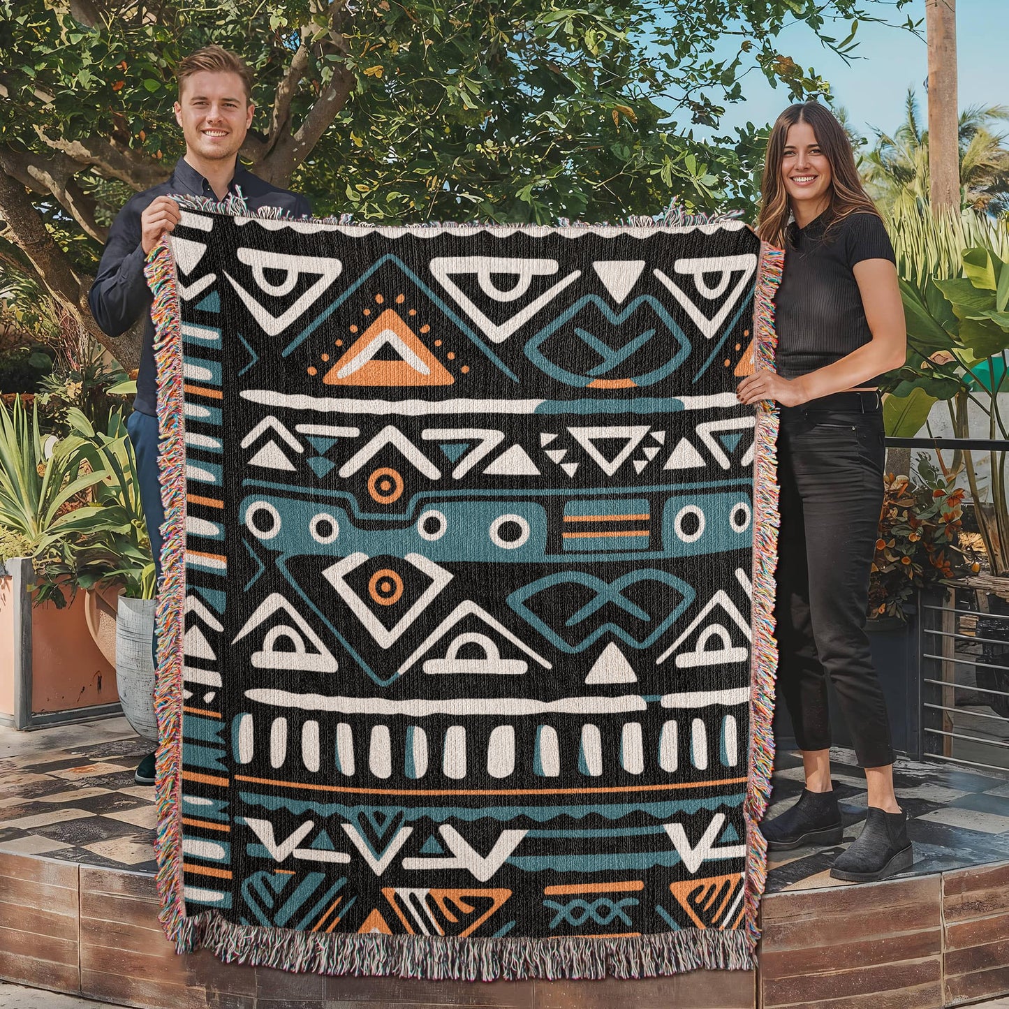 Geometric Heirloom Artwork Woven Blanket a gift for Mother/Father.