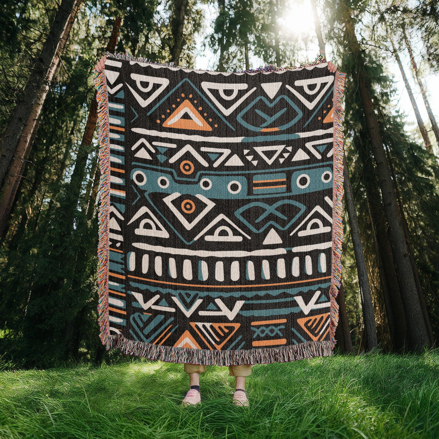 Geometric Heirloom Artwork Woven Blanket a gift for Mother/Father.