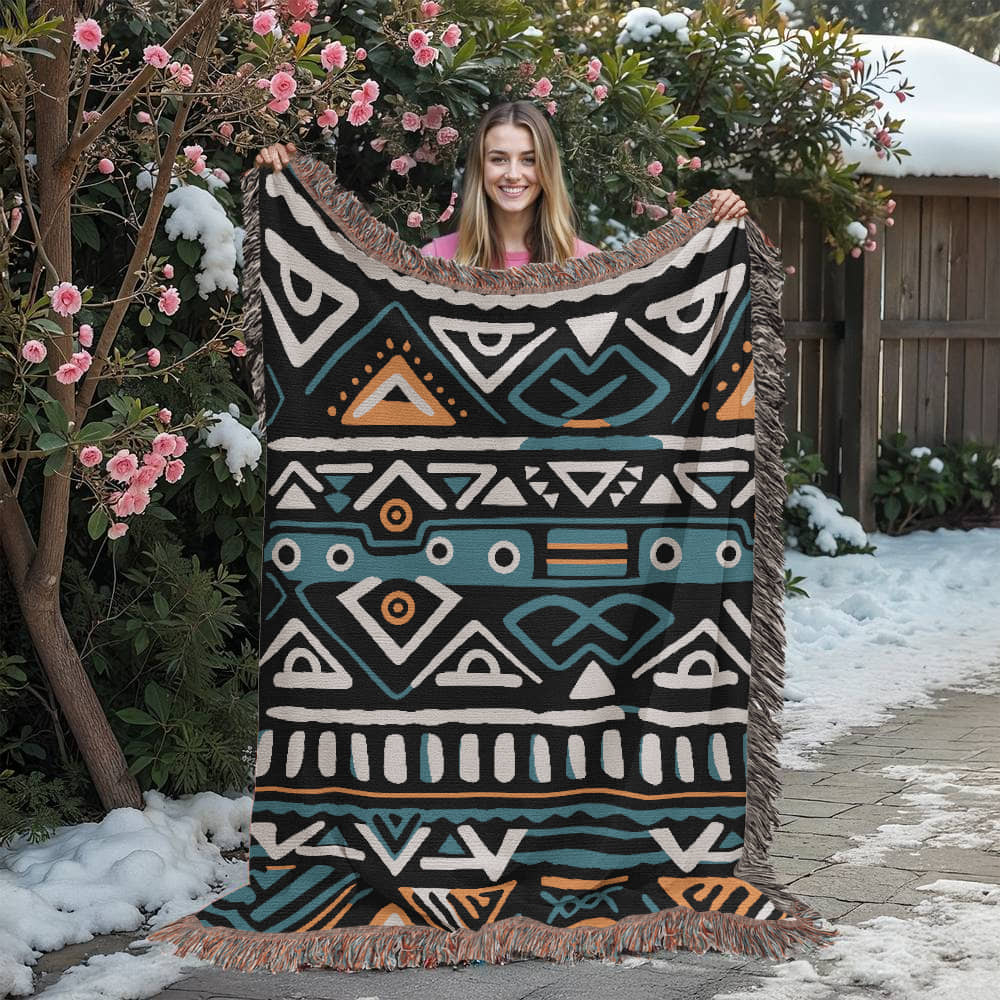 Geometric Heirloom Artwork Woven Blanket a gift for Mother/Father.