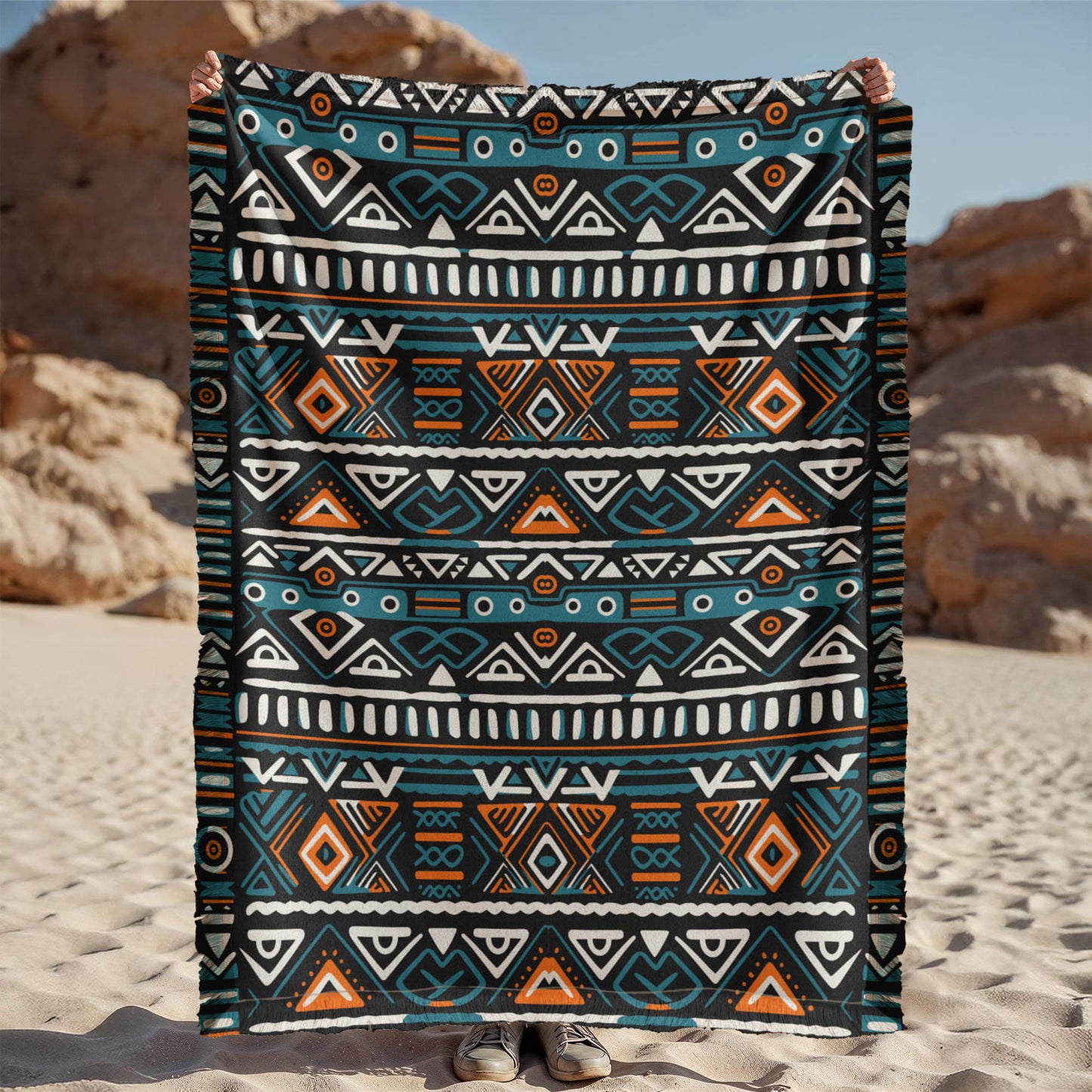 Geometric Printed Woven Blanket a Gift for Sons/Fathers/Mother.