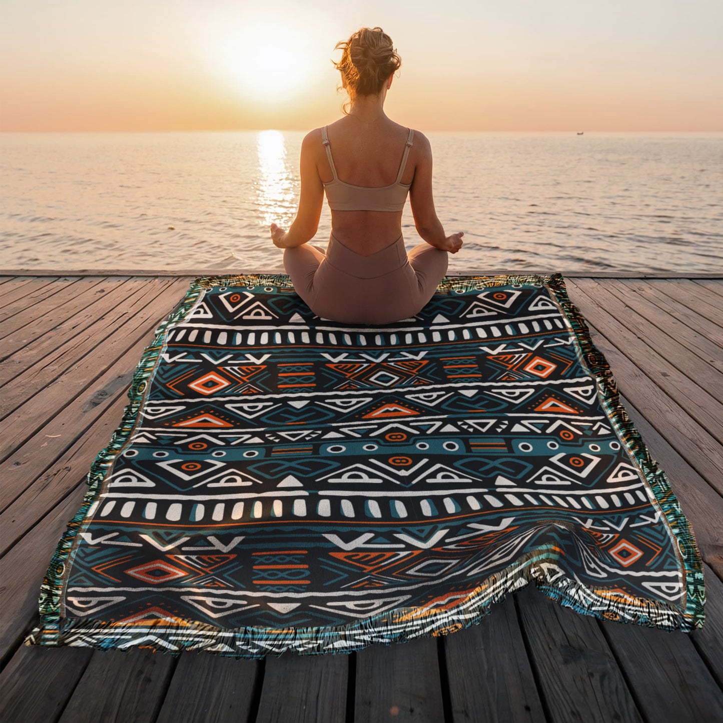 Geometric Printed Woven Blanket a Gift for Sons/Fathers/Mother.