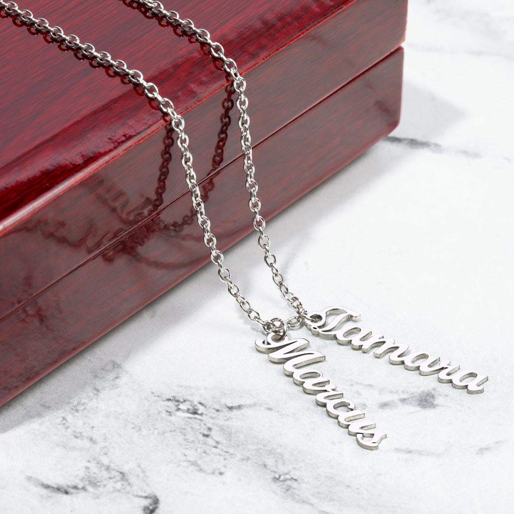 Personalized Vertical Name Necklace- a Gift for Mother/Grandmother/Wife.