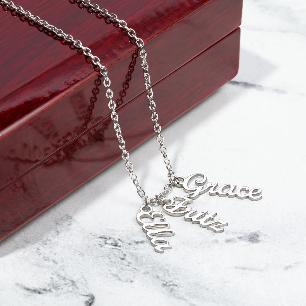 Personalized Vertical Name Necklace- a Gift for Mother/Grandmother/Wife.
