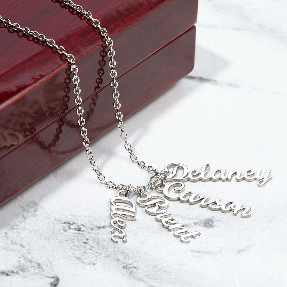 Personalized Vertical Name Necklace- a Gift for Mother/Grandmother/Wife.