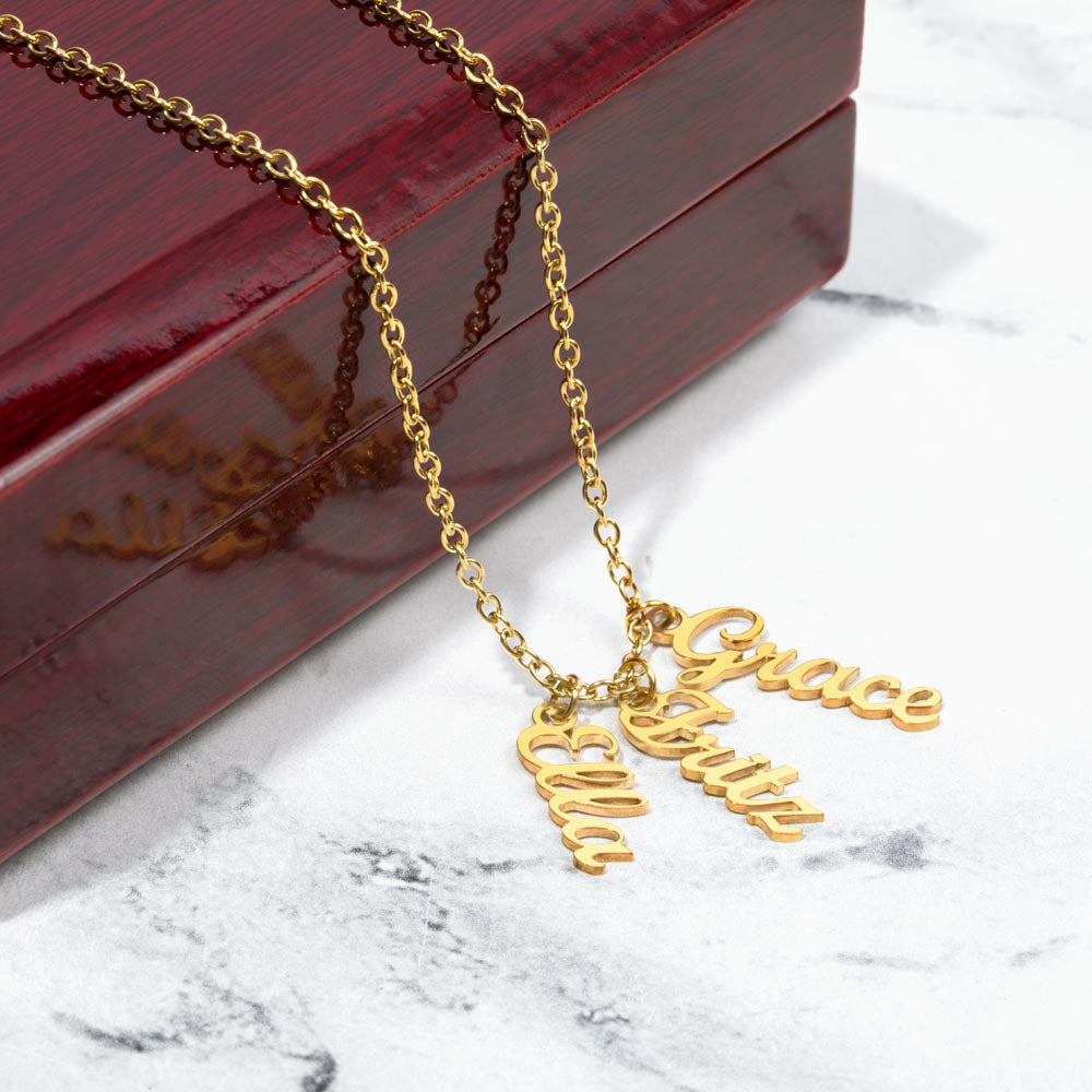 Personalized Vertical Name Necklace- a Gift for Mother/Grandmother/Wife.