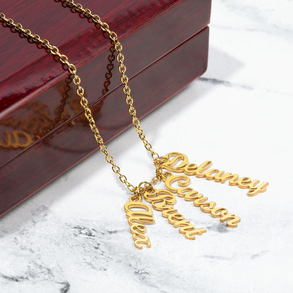 Personalized Vertical Name Necklace- a Gift for Mother/Grandmother/Wife.