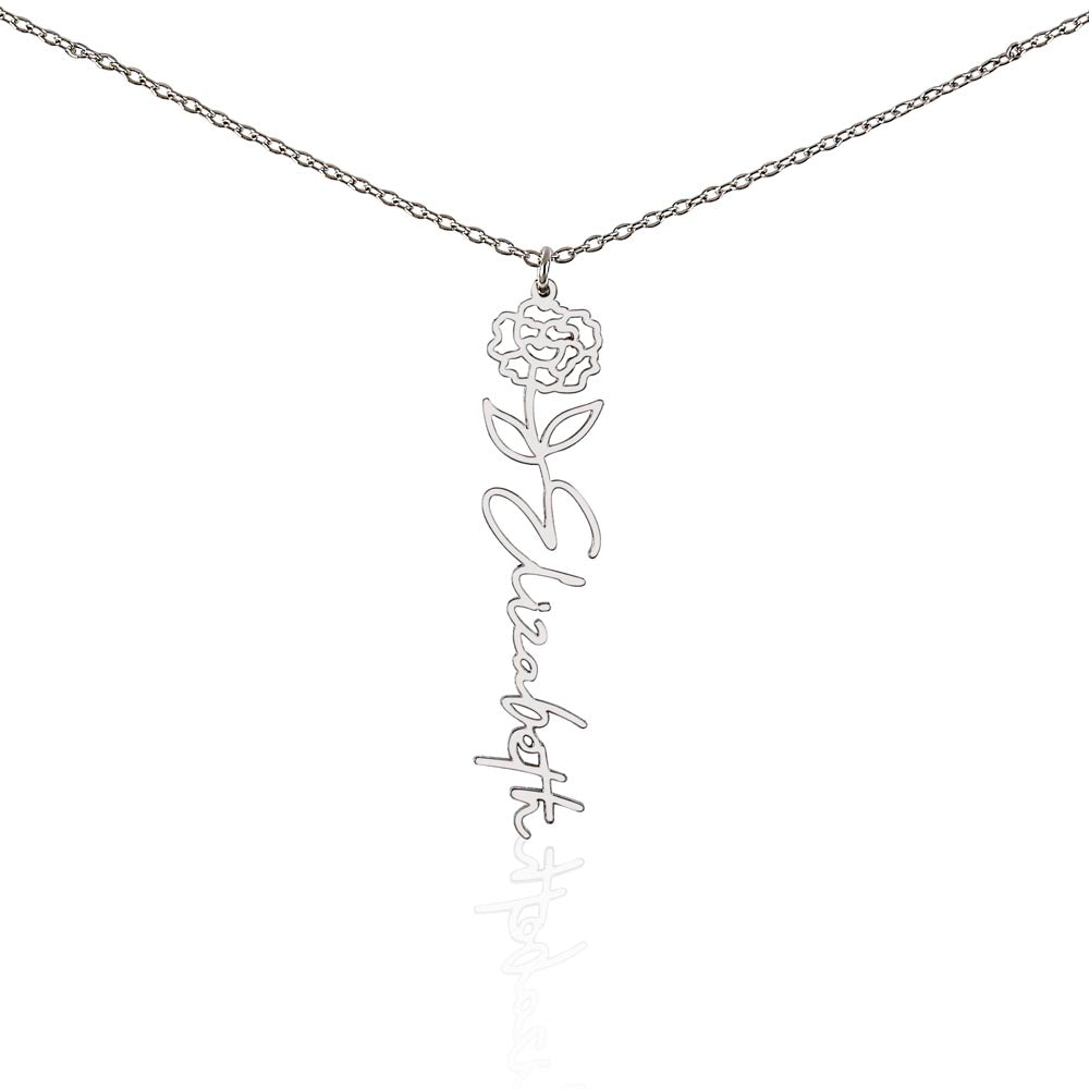 Custom Name Birth Flower Necklace - a Gift for Sister/Soulmate/Mother.