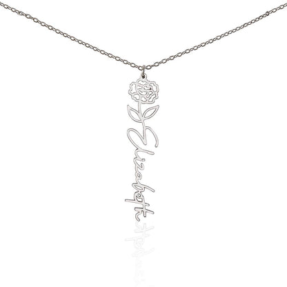 Custom Name Birth Flower Necklace - a Gift for Sister/Soulmate/Mother.