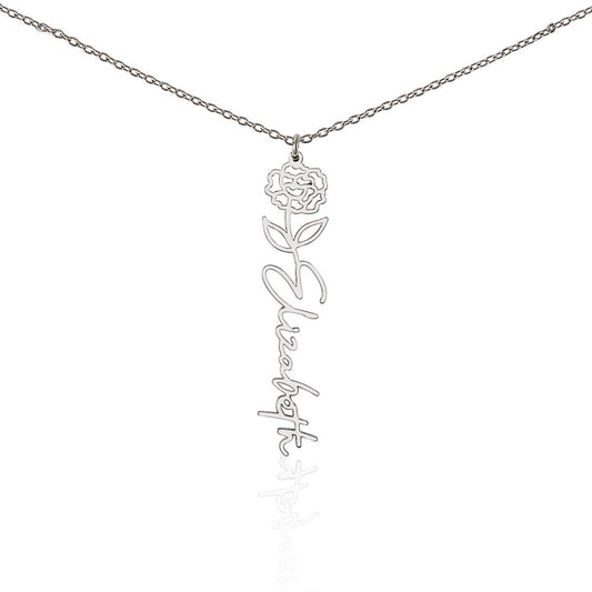 Custom Name Birth Flower Necklace - a Gift for Sister/Soulmate/Mother.