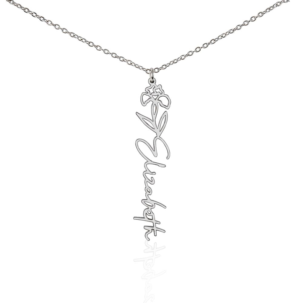 Custom Name Birth Flower Necklace - a Gift for Sister/Soulmate/Mother.