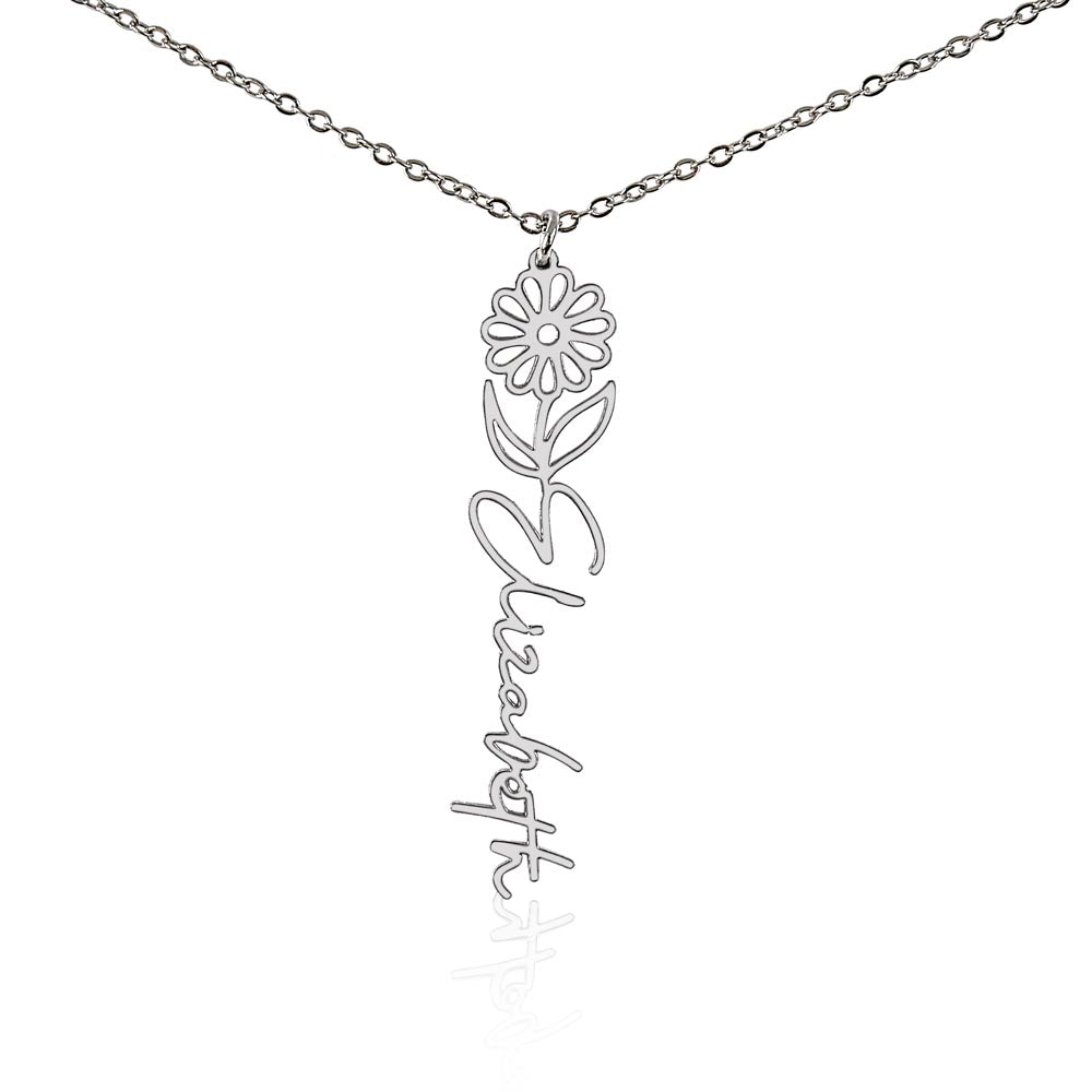 Custom Name Birth Flower Necklace - a Gift for Sister/Soulmate/Mother.