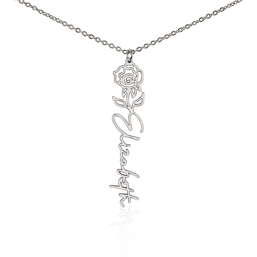 Custom Name Birth Flower Necklace - a Gift for Sister/Soulmate/Mother.