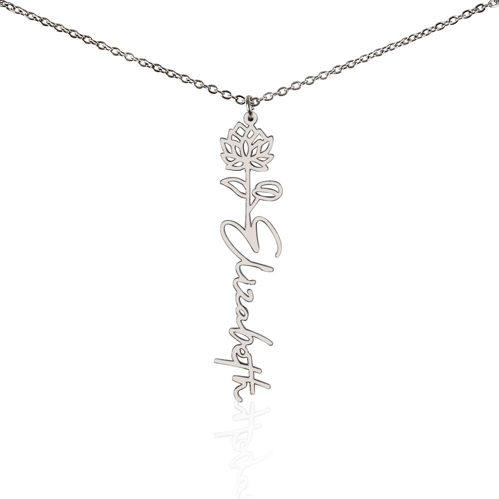 Custom Name Birth Flower Necklace - a Gift for Sister/Soulmate/Mother.