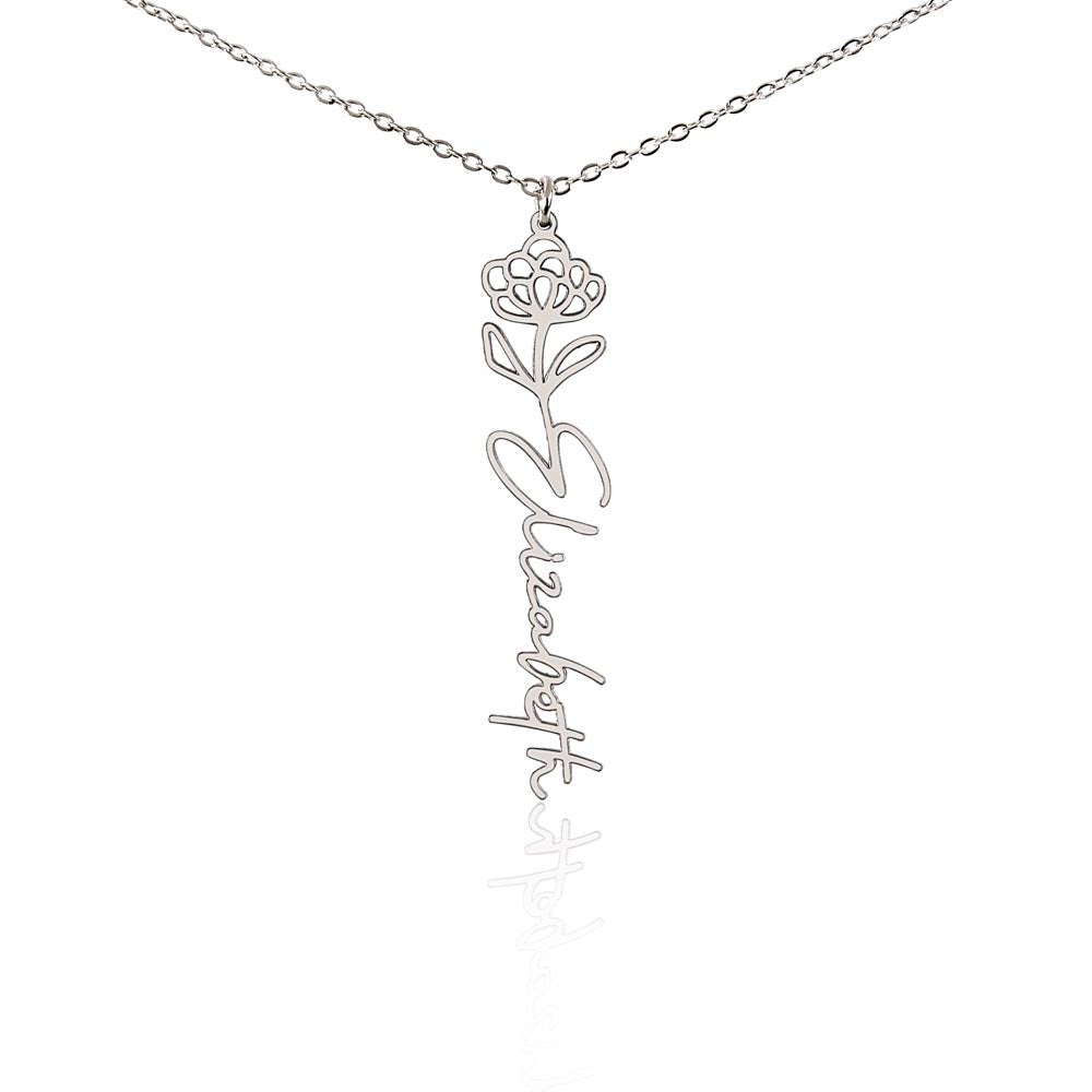 Custom Name Birth Flower Necklace - a Gift for Sister/Soulmate/Mother.