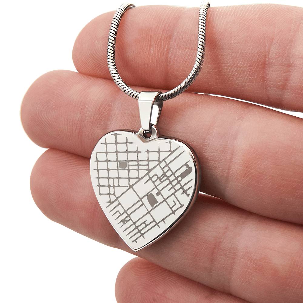 Mementos Engraved Heart Map Necklace a Gift for Wives/Mother/Daughters.