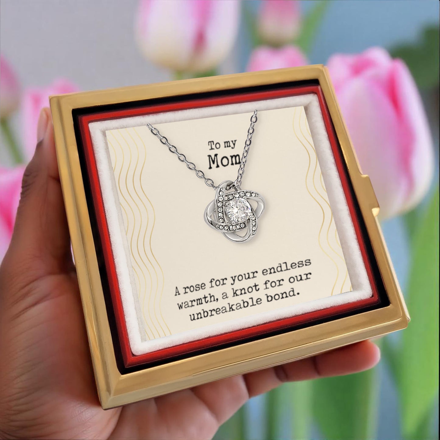 Love Knot Necklace in Rose Gift Box- a Gift for Mothers/Daughter/wives.