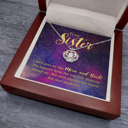 To My Sister Crown Pendant Necklace-  A Gift for a Sister/Daughter.