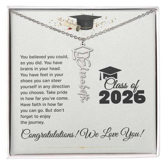 Personalized Graduation Stainless Steel and 18k Name Necklace  - Class of 2026- a Gift for Daughter/Sister/Mother/Friend.