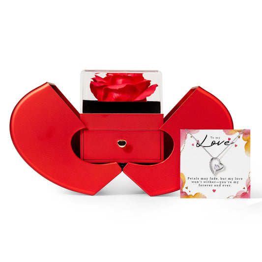 Forever Love Necklace with Rose Box- a Gift for Soulmate/Wife/Girlfriend.