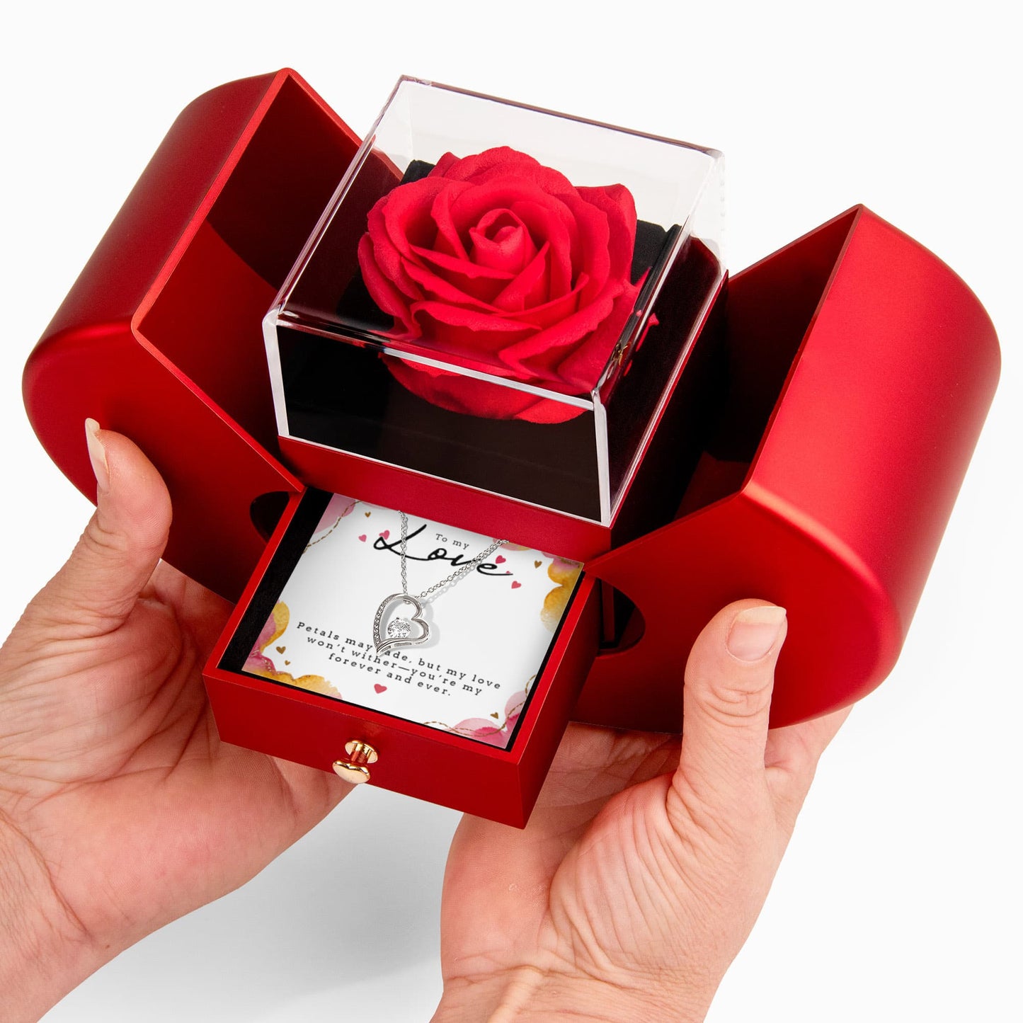 Forever Love Necklace with Rose Box- a Gift for Soulmate/Wife/Girlfriend.