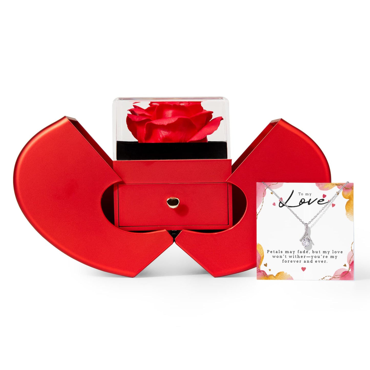 Alluring Beauty Necklace with Heart Rose Box- a Gift for Soulmate/Wife/Girlfriend.