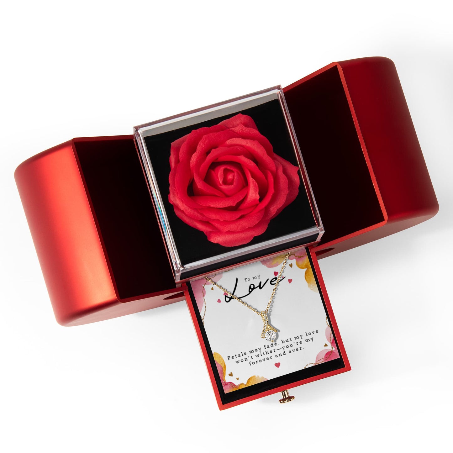 Alluring Beauty Necklace with Heart Rose Box- a Gift for Soulmate/Wife/Girlfriend.