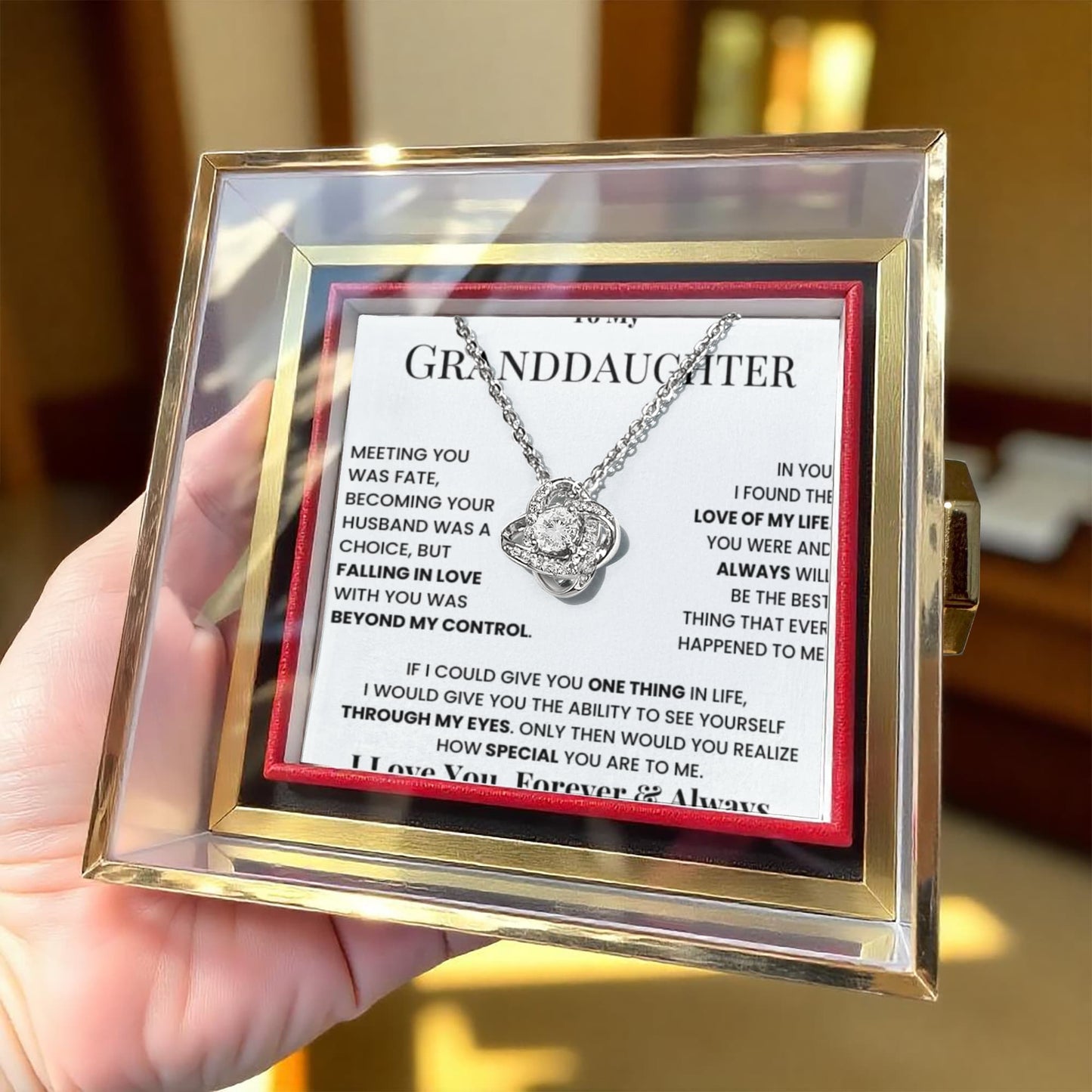 To My Granddaughter Love Knot Necklace- Gift for Daughters.