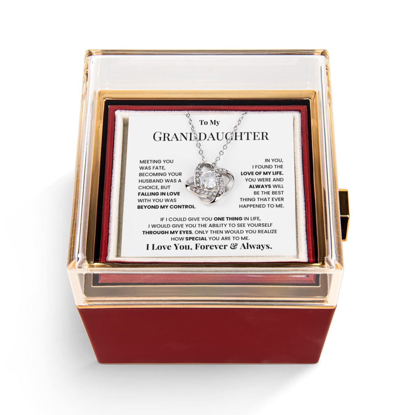 To My Granddaughter Love Knot Necklace- Gift for Daughters.