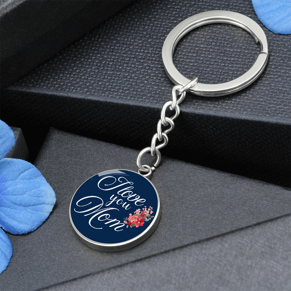 Personalized Circle''I Love You Mom'' Key chain with Engraving Option- a Gift for Daughter/Wife/Soulmate/Mothers.
