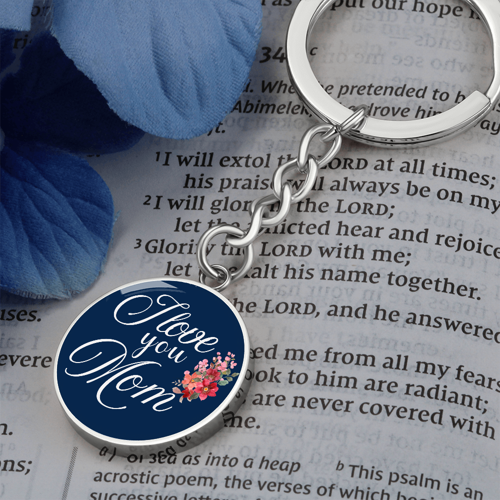 Personalized Circle''I Love You Mom'' Key chain with Engraving Option- a Gift for Daughter/Wife/Soulmate/Mothers.