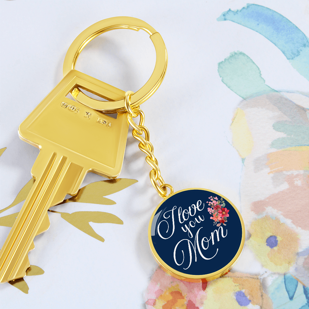 Personalized Circle''I Love You Mom'' Key chain with Engraving Option- a Gift for Daughter/Wife/Soulmate/Mothers.