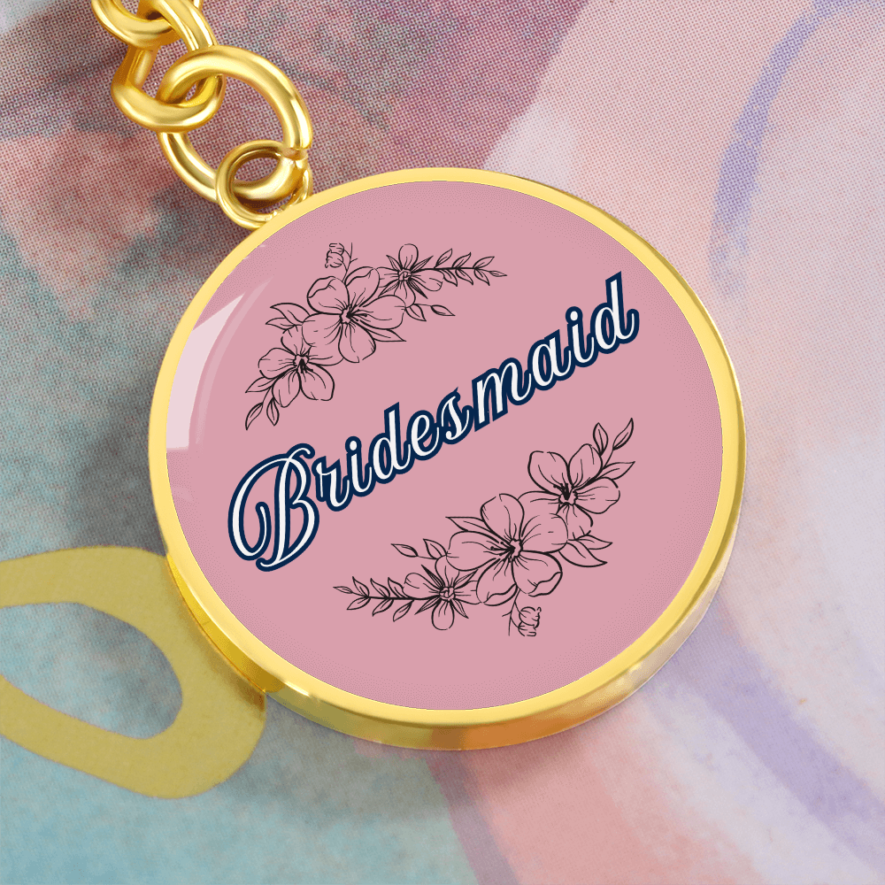 Personalized ''Bridesmaid'' Circle Engraving Keychain- a Gift for Bridal Party Members.