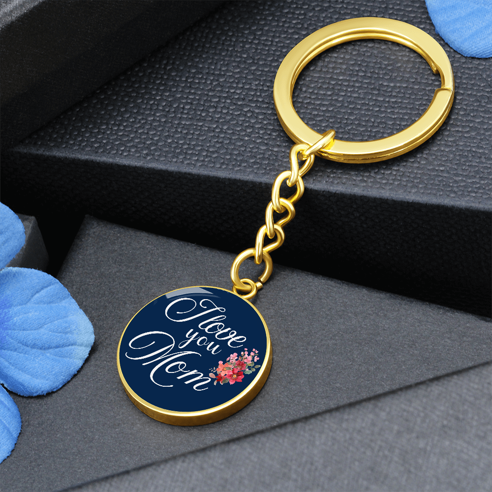 Personalized Circle''I Love You Mom'' Key chain with Engraving Option- a Gift for Daughter/Wife/Soulmate/Mothers.