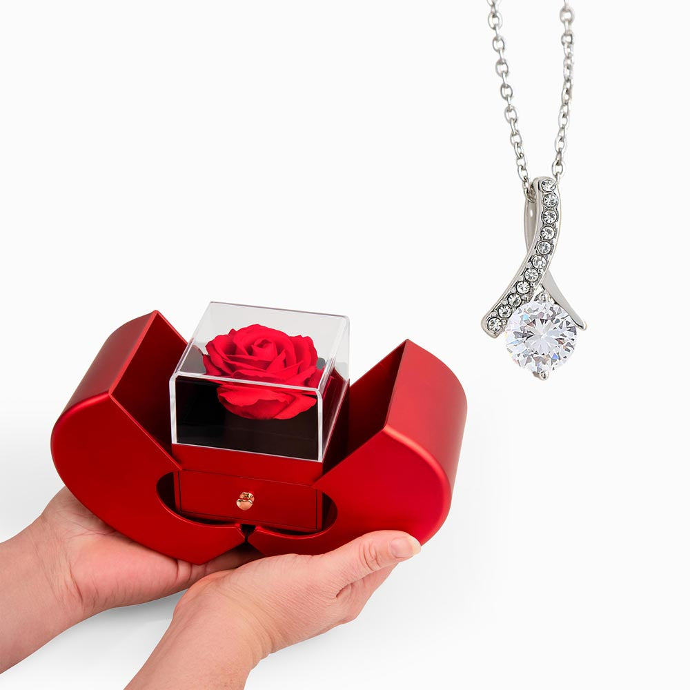 Alluring Beauty Necklace and Red Heart Rose Box - a Gift for Wives/Daughters.