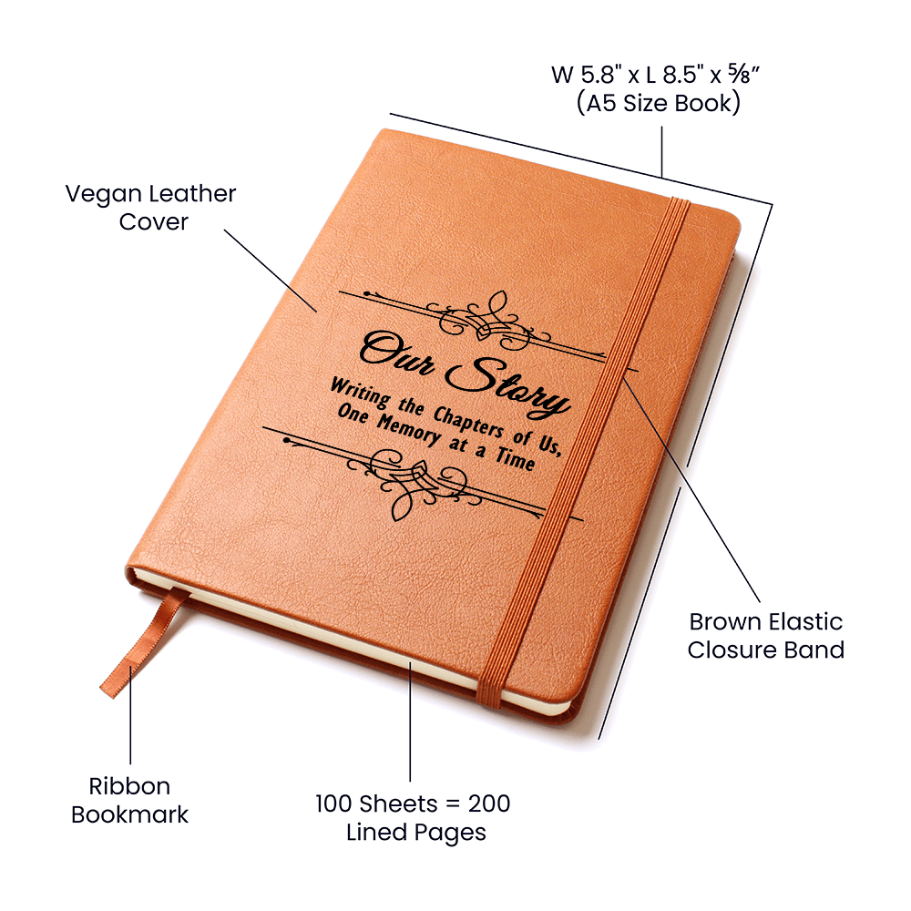Our Story  Graphic Leather Journal a gift for Wives/Soulmate