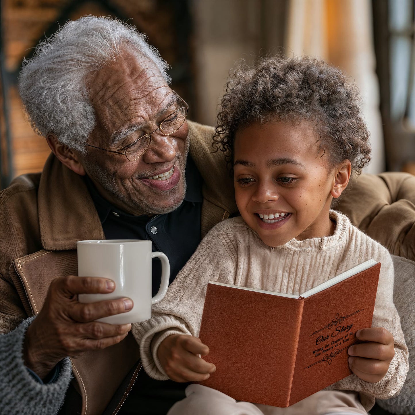 Our Story  Graphic Leather Journal a gift for Wives/Soulmate