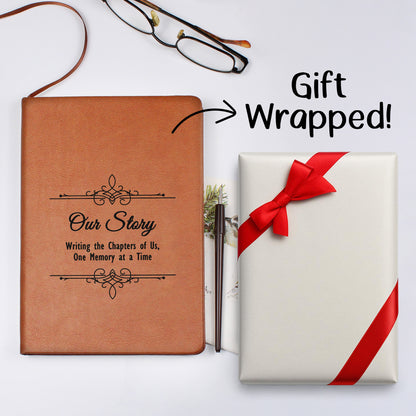 Our Story  Graphic Leather Journal a gift for Wives/Soulmate