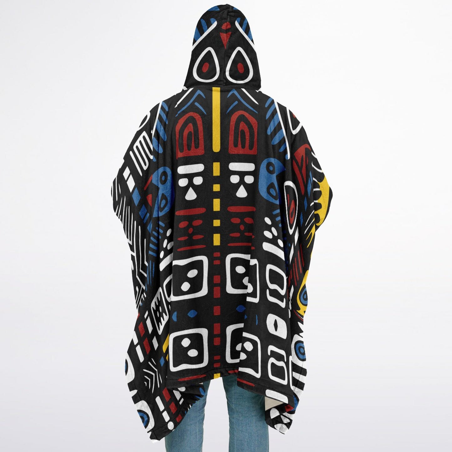 Geometric Harmony Flannel Blanket Poncho - AOP