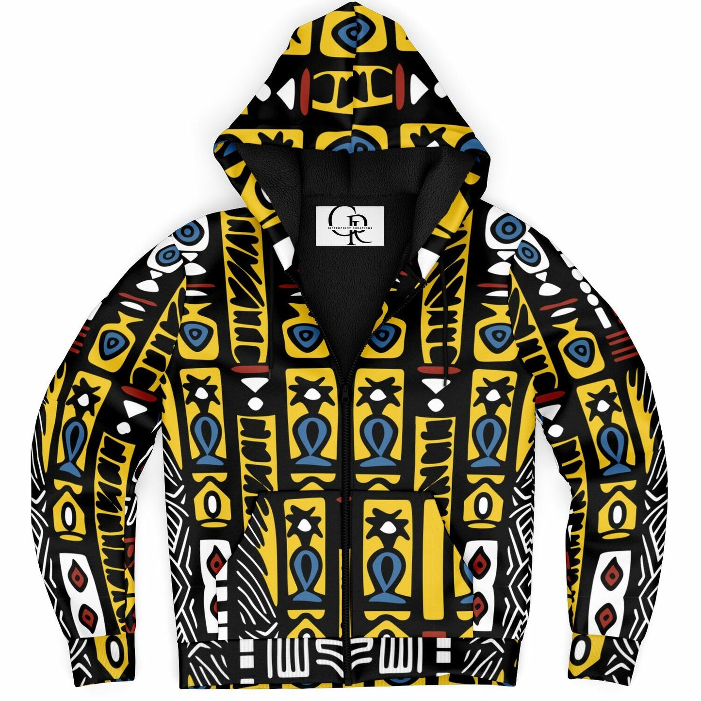 Geometric Harmony Microfleece Ziphoodie - AOP