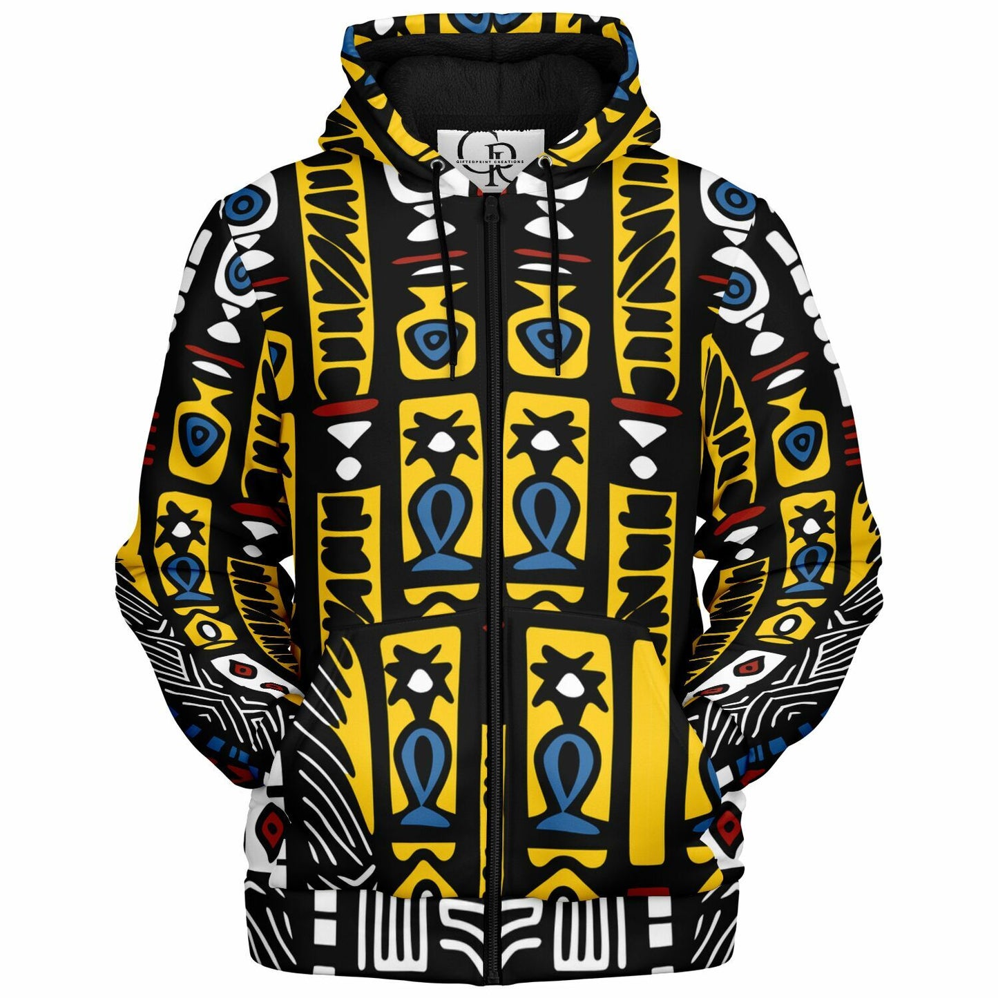 Geometric Harmony Microfleece Ziphoodie - AOP