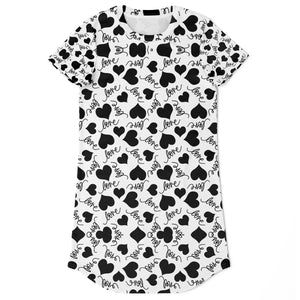 Love Hearts T-Shirt Dress - AOP