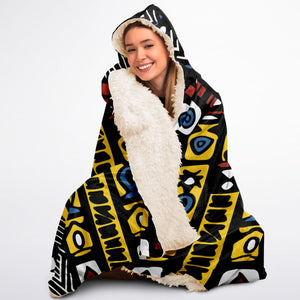 Geometric Harmony Hooded Blanket Sherpa - AOP