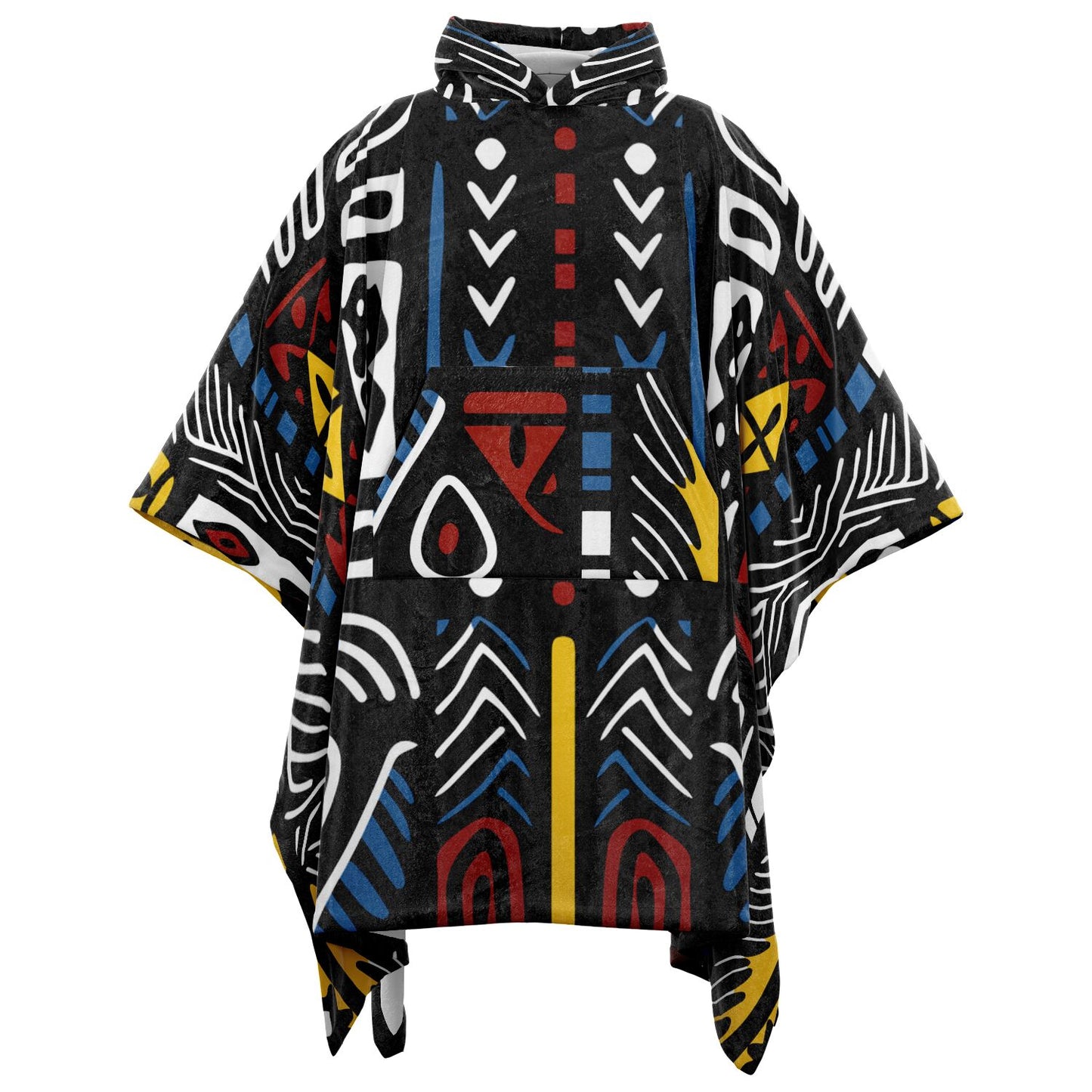 Geometric Harmony Flannel Blanket Poncho - AOP