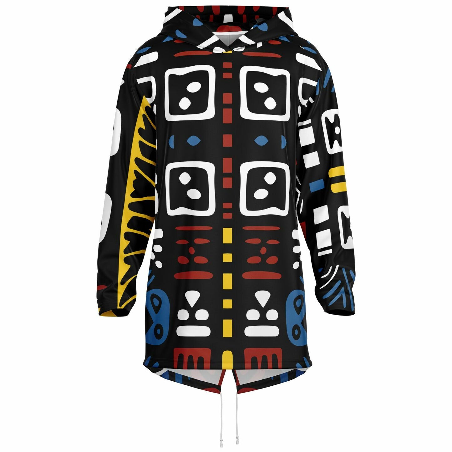 Geometric Harmony Heavyweight Elongated Hoodie - AOP