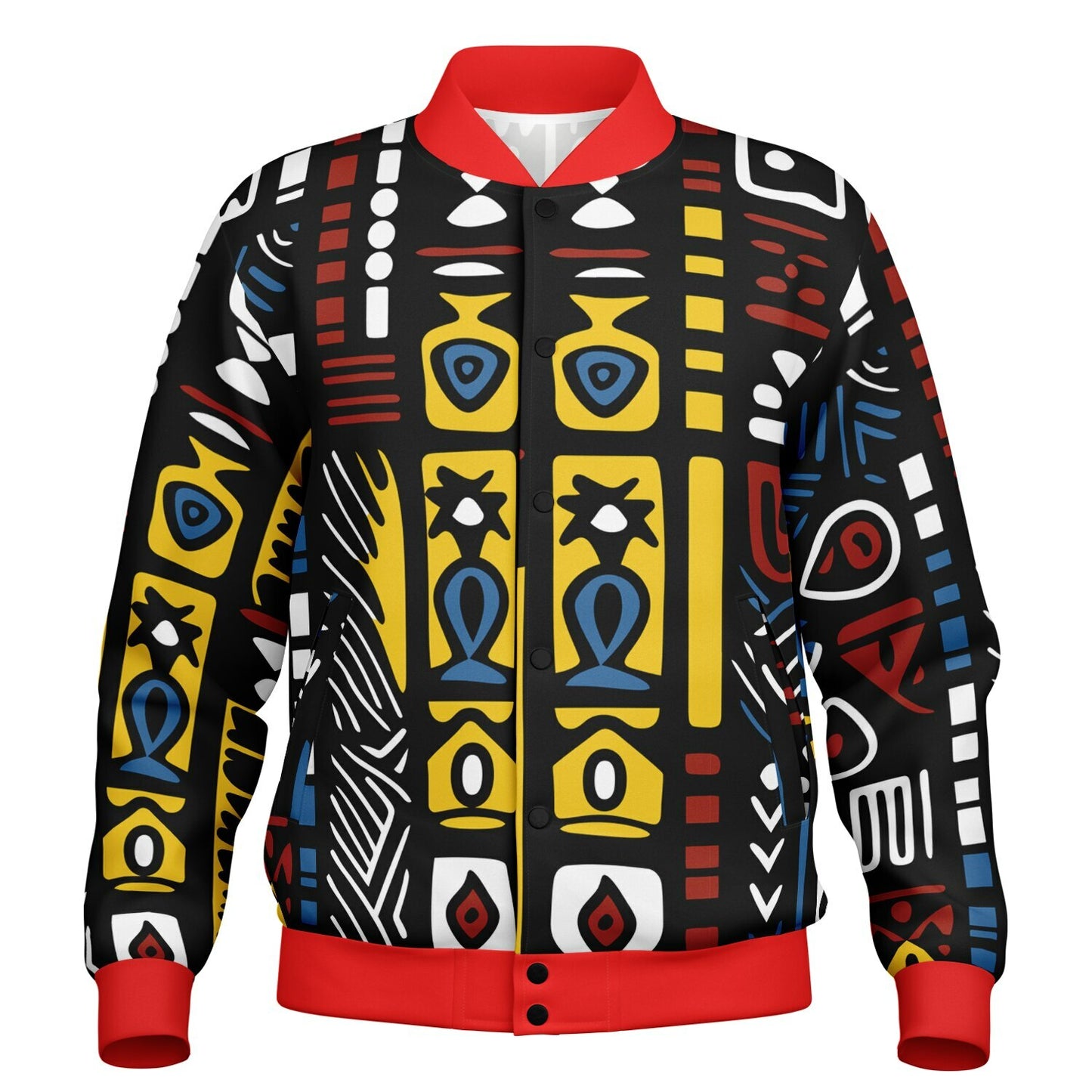 Geometric Harmony Baseball Jacket - AOP