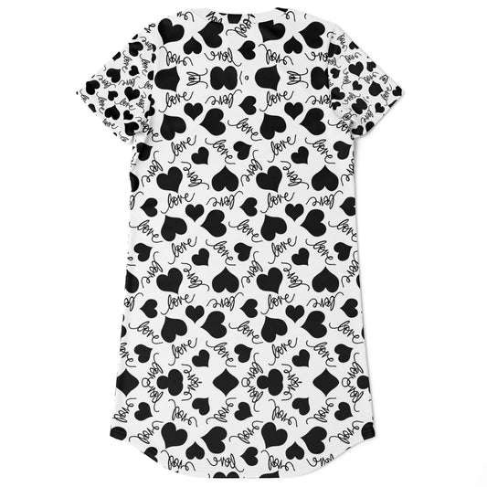 Love Hearts T-Shirt Dress - AOP