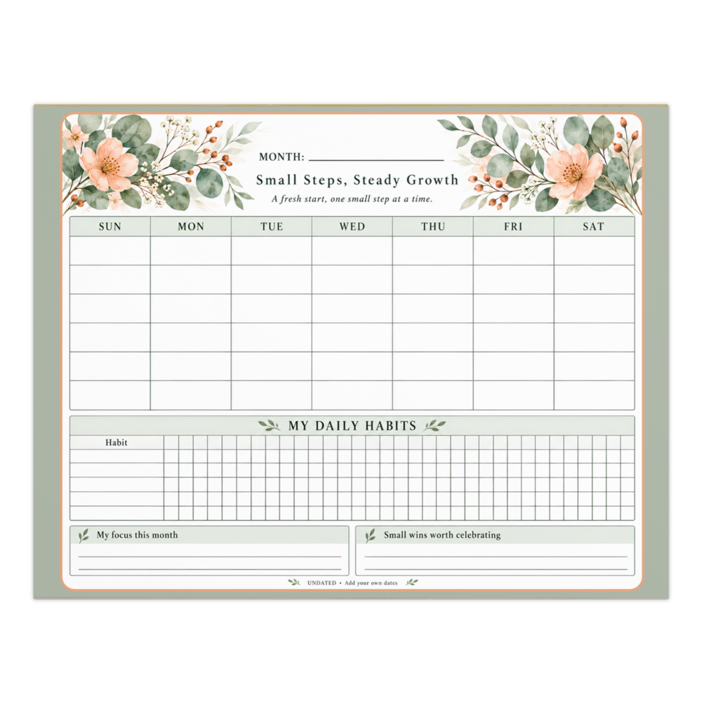 Small Steps Steady Growth Habit Tracker Desk Notepad