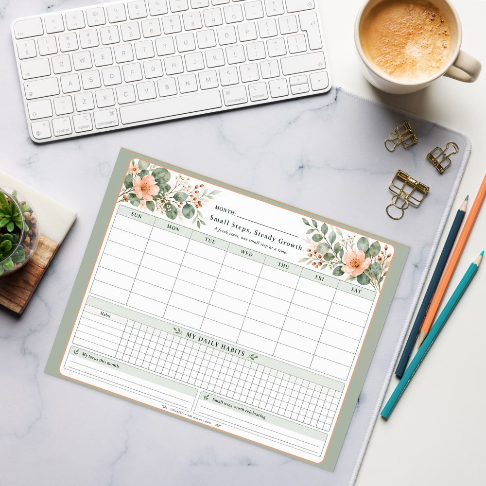Small Steps Steady Growth Habit Tracker Desk Notepad