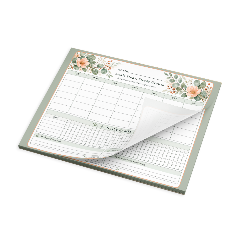 Small Steps Steady Growth Habit Tracker Desk Notepad