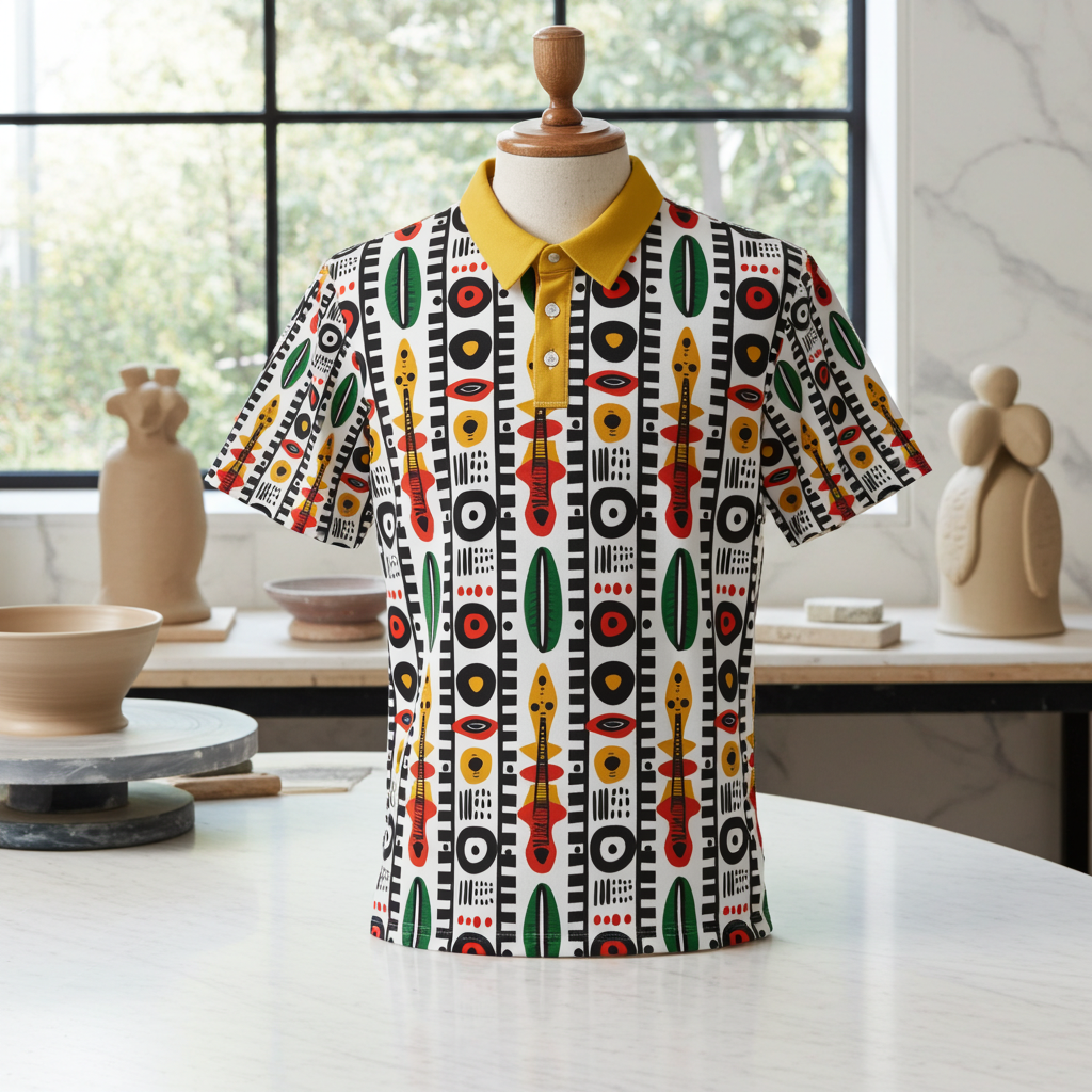 Afrobeat Harmony Unisex Polo Shirt, Bohemian Style Summer Wear, Trendy Gift for Men and Women, Perfect for Casual Outings, Festivals, and Vacations
